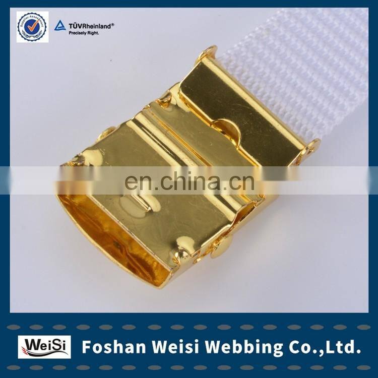 White color canvas belt navy belt with embossed buckle for Thailand