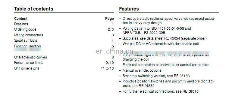 Trade assurance 4WE3,4WE4,4WE6,4WE10 Rexroth Hydraulic Solenoid Directional Valves