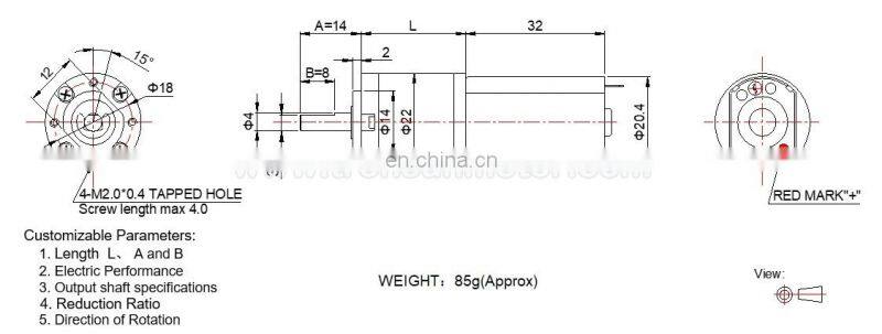 22mm High precision planetary gearbox with FF-180 dc motor 6v 12v 24v 100rpm for printer