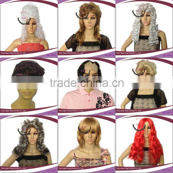 white new design cheap wholesale curly carnival party wigs