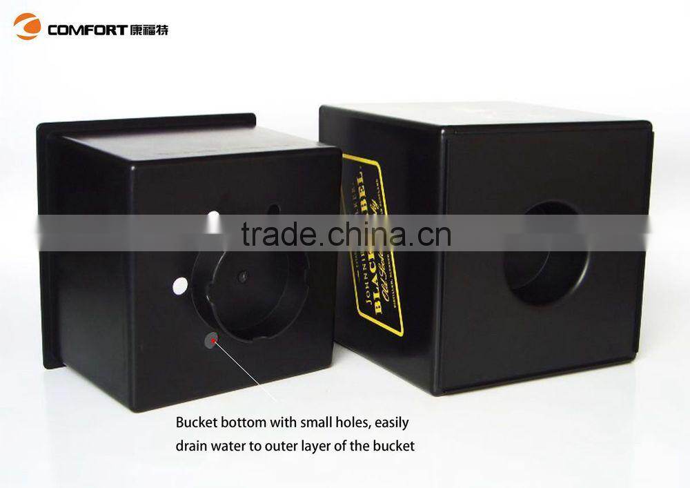 square double layer small black drink plastic ice buckets with lid