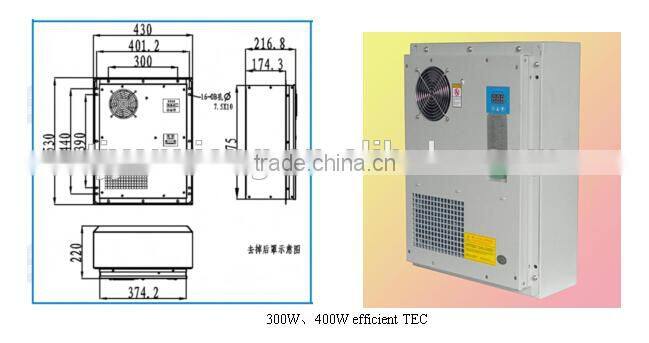 300W peltier cooler/48v dc air conditioner/TEC air conditioning/cooling and heating/door mount or side mount
