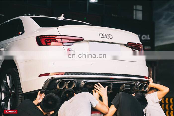 Runde Perfect Fitment For 2017-2019 Audi A4 S5 B9 Upgrade CMST Style Carbon Fiber Front Lip Rear Diffuser Body Kit