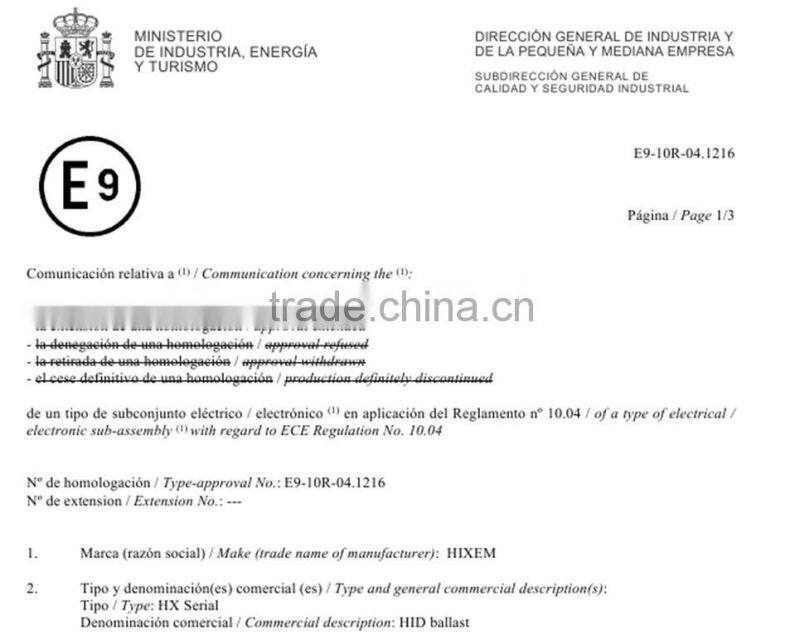 E-Mark approval CANBUS HID ballast HX35-F33 12V 35W for Jeep Compass, with warning canceller