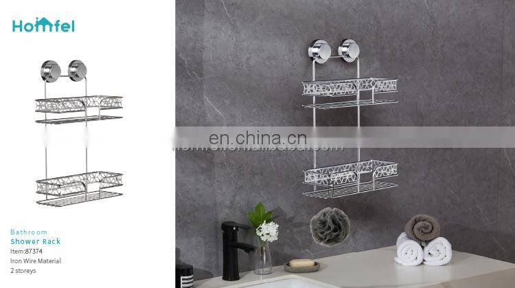Bathroom Storage Iron Wire Rack Black Electrophoresis Suction PS Box