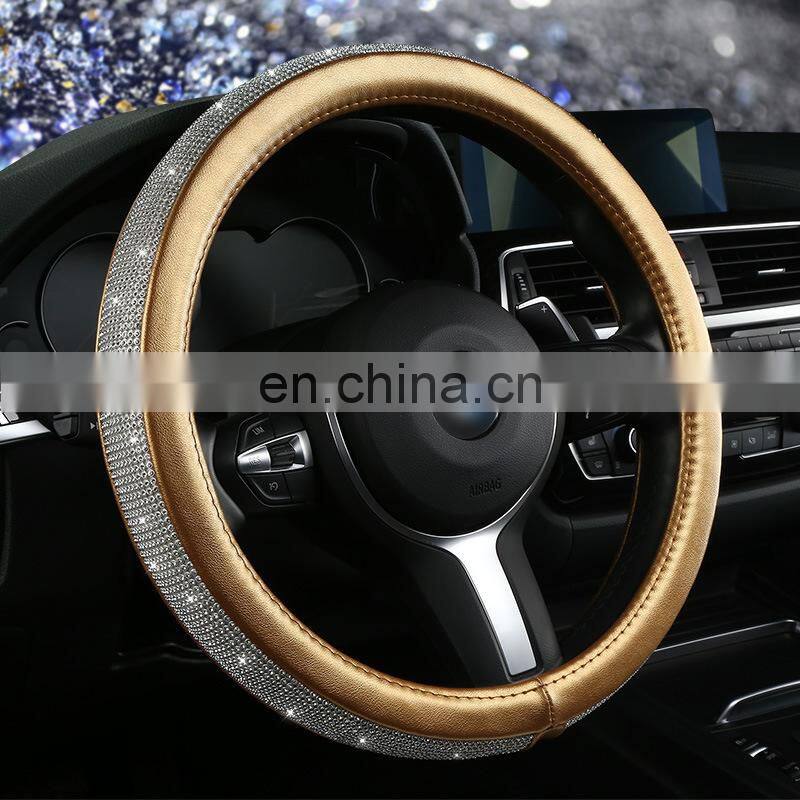 Bling Bling Car Steering Wheel Cover Protector For Women Girls Rhinestones Crystal Car Interior Decoration Auto Accessories