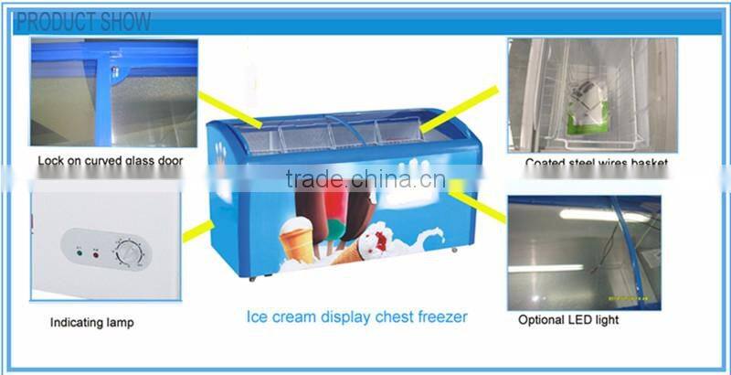 sliding glass door lid ice cream display freezer