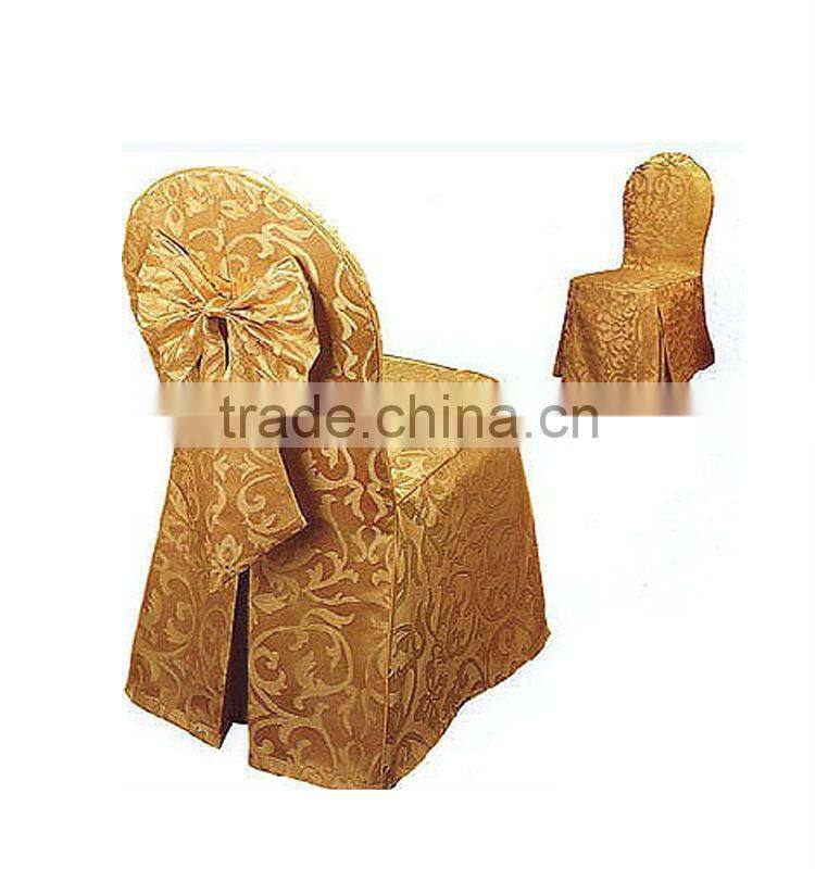Hot sale high quality gold colour jacquard polyester chair cover for sale