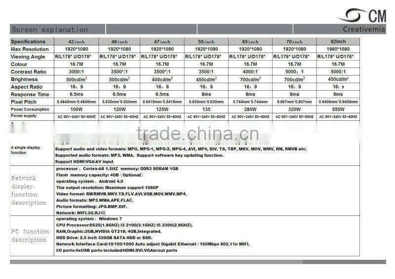 18.5~65 inch magic mirror advertising display floating display lg lcd monitor led wall panel