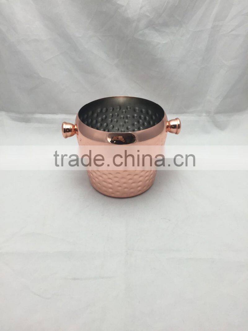 2L Hammered 304 stainless steel bucket, copper plated ice bucket, ice cooler ice pail, beer bucket