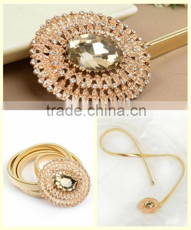 New dubai gold chain round beaded yellow stone waist belly body chain