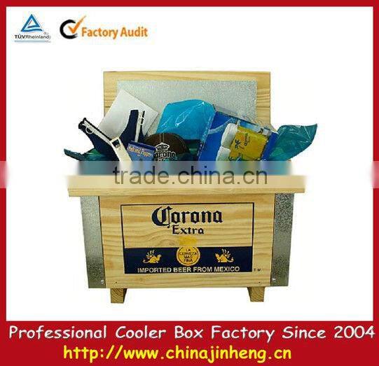 corona wooden ice cooler box