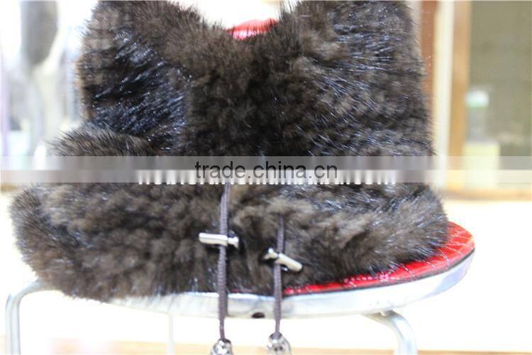 New Fashion Neck Warm Winter Hats Ladies Real Natural Mink Fur Knitted Hats Caps