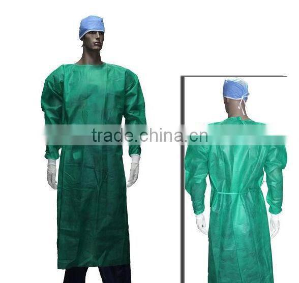 Disposable non woven PP isolation gown elastic waist
