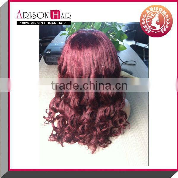 2015 HOT wholesale natural cheap human brazilian virgin brazilian hair half wig 99J#