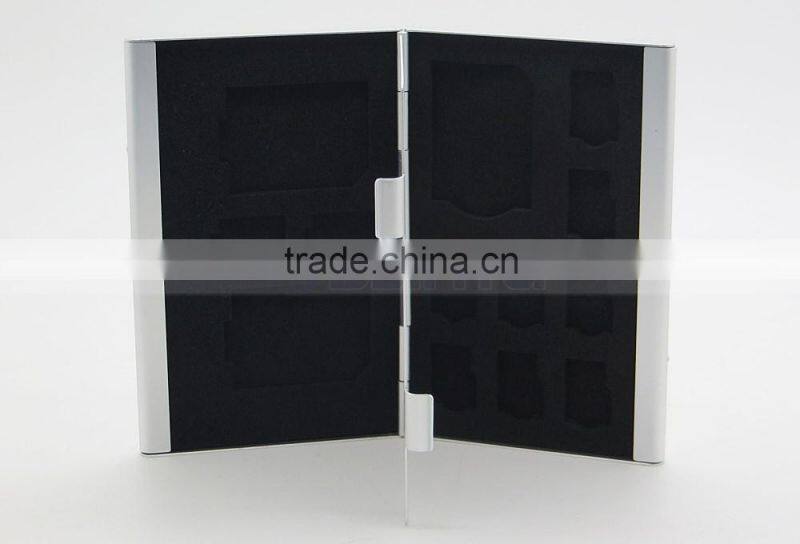 Silver Aluminum Memory Card Case COVER for MicroSD Card SD SDHC CARD 10TF+3SD Card Case