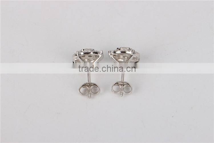 Wholesale Ladies' micro pave CZ plates stud earring 925 silver jewelry