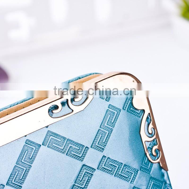 Latest women pu purse luxurious decorate long wallet