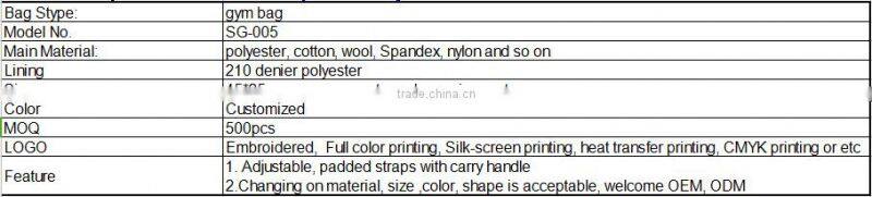 China wholesale durable waterproof 600D polyester sports gym Bag