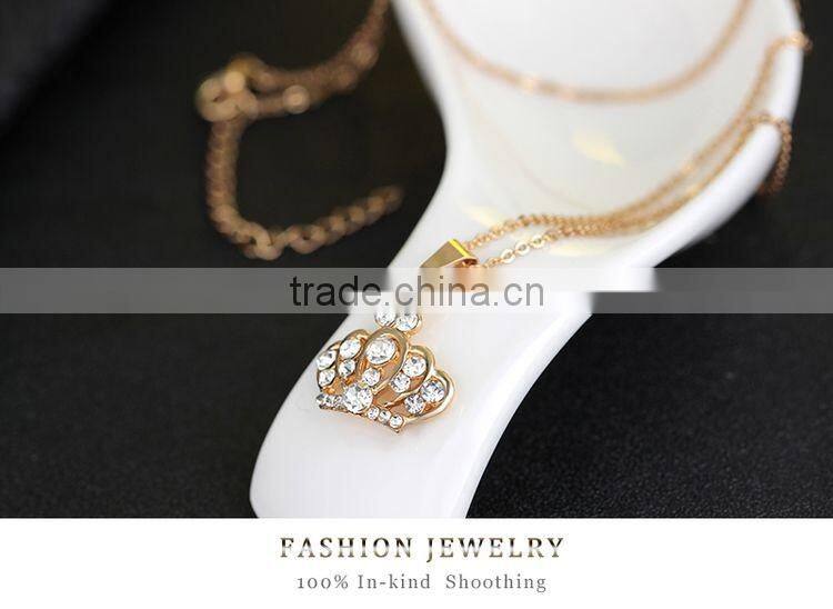 Chic Style 18K Gold Plated Crown Earrings Necklace Ring Bangle Jewelry Set