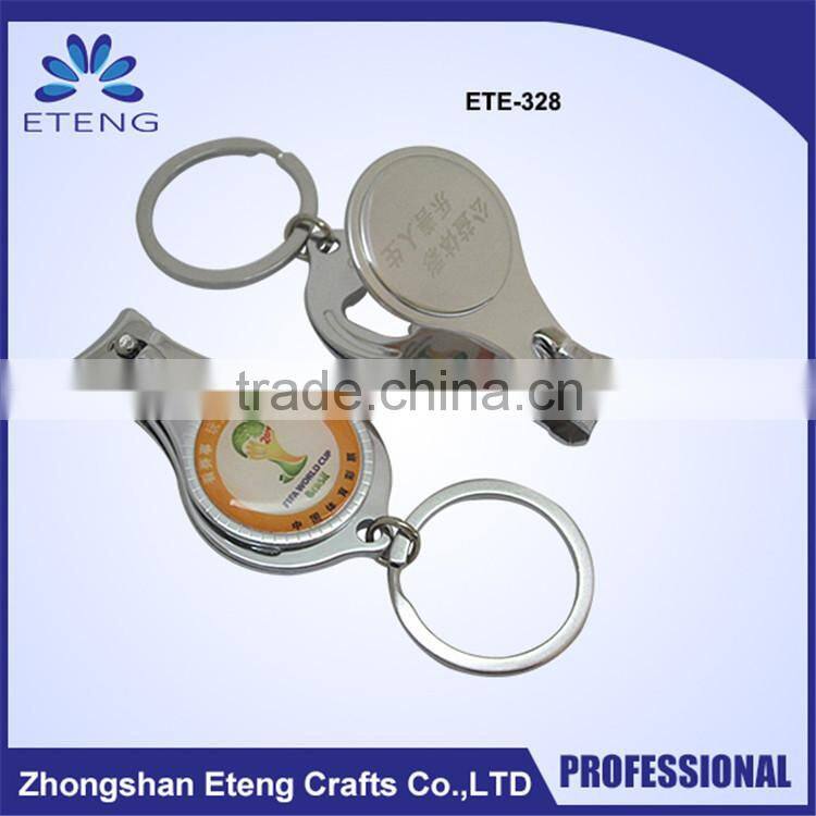 Promotion custom printed bottle opener keychain nail clipper
