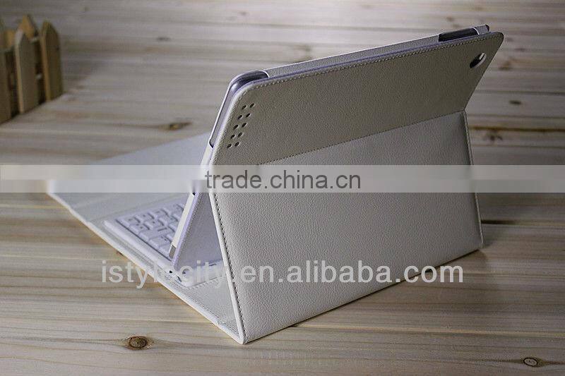 PU white Leather Case Wireless Bluetooth Keyboard for iPad