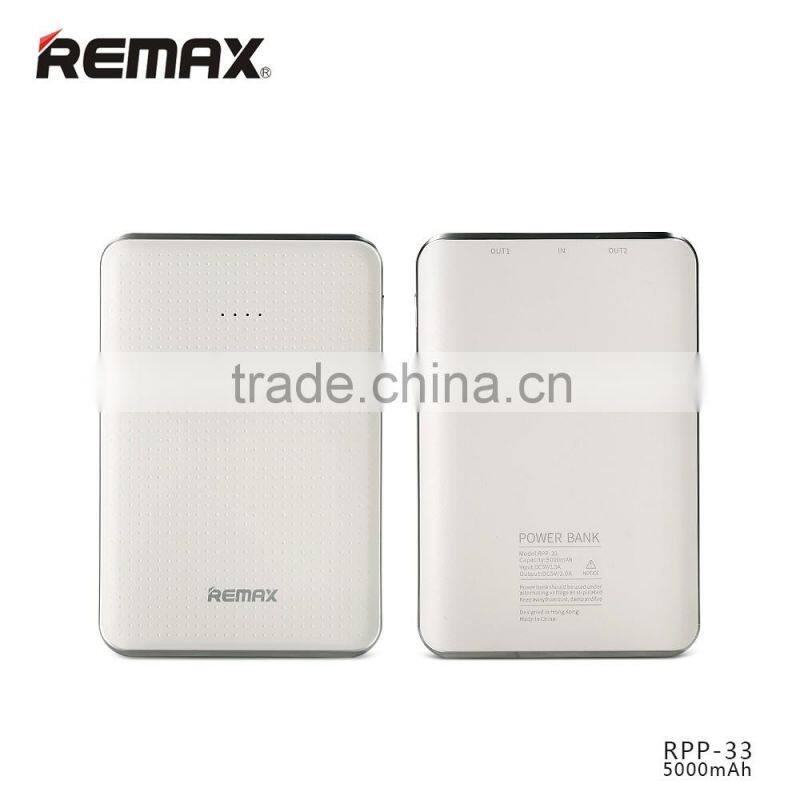 Remax Tiger Series RPP-33 5000mah Power Charger For iPhone SE Dual USB Input Port Polymer Power Bank For Samsung S5 S6 TB-0388
