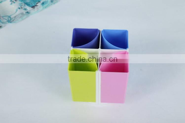 Customized Desktop assemble colored PS plastic pen holder
