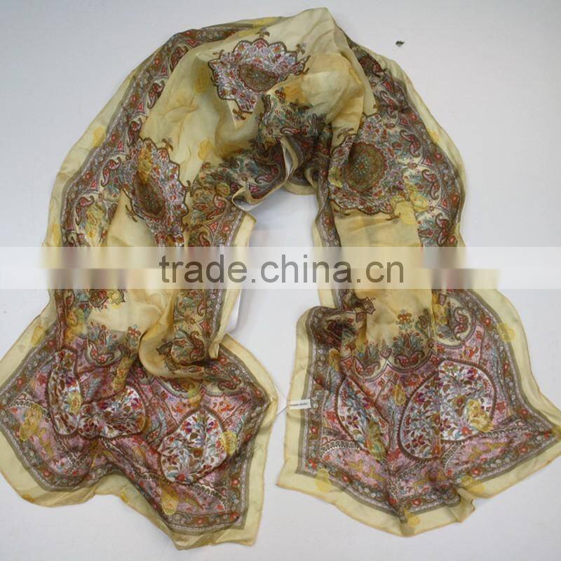 High Quality Custom Screen Printing Chinese Silk Scarf