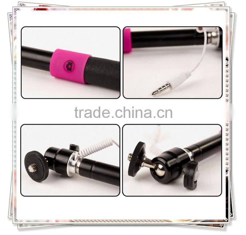 TMO-0202 wired monopod selfie stick headphone cable control , best selling monopod wired