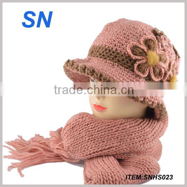Winter fashion lady hat and scarf set