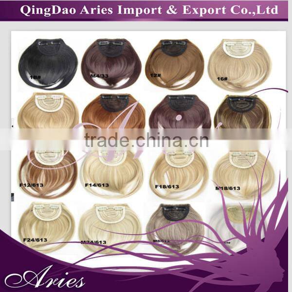 Uk Market Clip in False Bangs Neat Fringe Hair Extensions Human Synthetic Style