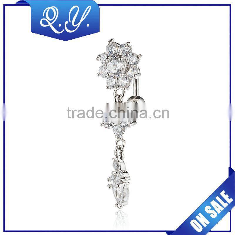 Fake Diamond Jewelry Silver Color Noble Body Piercing Jewelry Belly Piercing Navel Ring