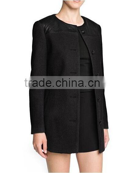 European and American big new women's woolen jacket and long sections temperament luxury single-breasted wool coat