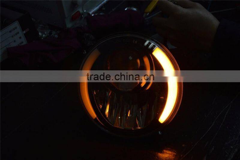7" H4 LED Light Projector Headlight With White DRL Yellow Turn Signal For Harley Motorcycle , wrangler, TJ, landrover 7inch