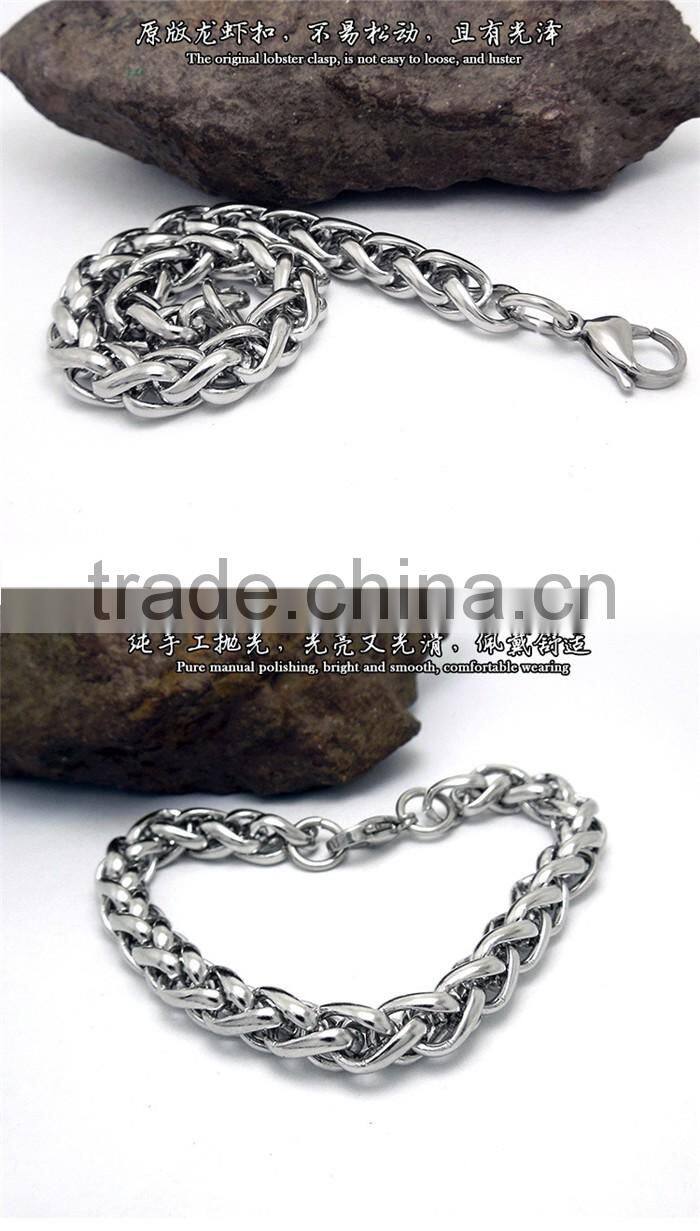 Kindy jewelry JCB0238 natural color 316l stainless steel chain bracelet for men