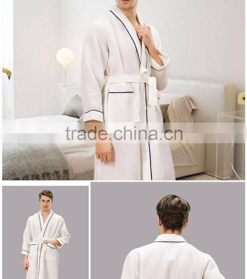Guangzhou factory waffle hotel bath robe spa cotton robe for man