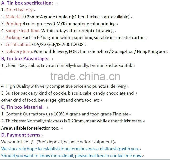 2015 hot sale cookie round tin box Dia:190x65mm, Dia260x75mm.