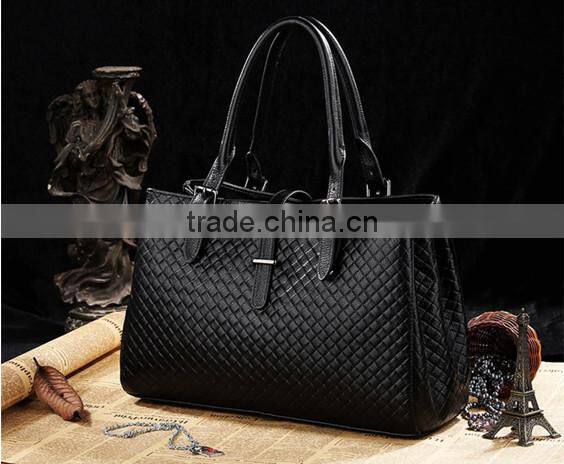 Lastest women big designer woven shoulder bag genuine leather tote bag