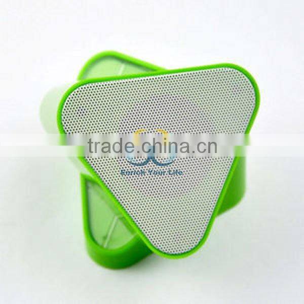 Green Mini 3D Sound USB FM Speaker TF Card LED Radio Audio Music Rotatable Player