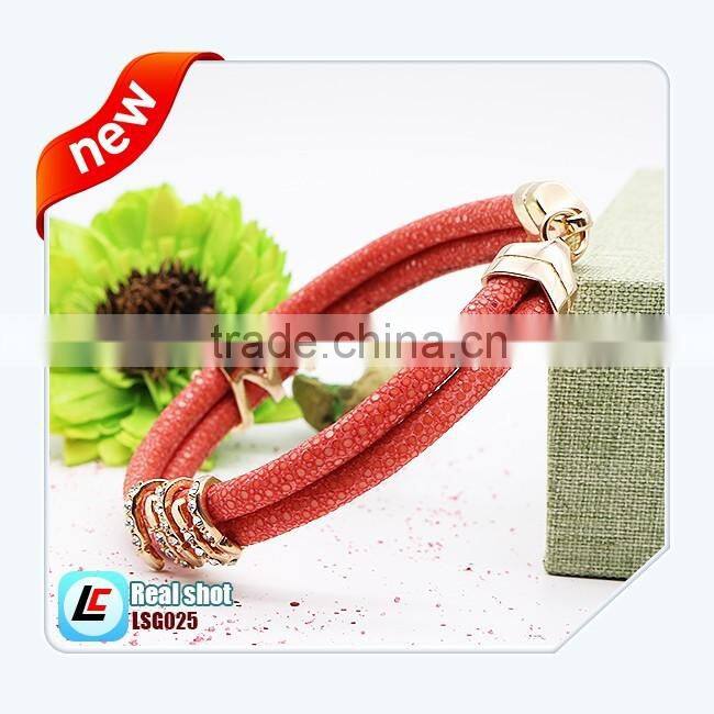 green genuine sting ray bracelet for women