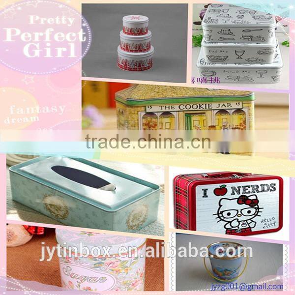 2015 best selling with cute picture square cookie metal tin box
