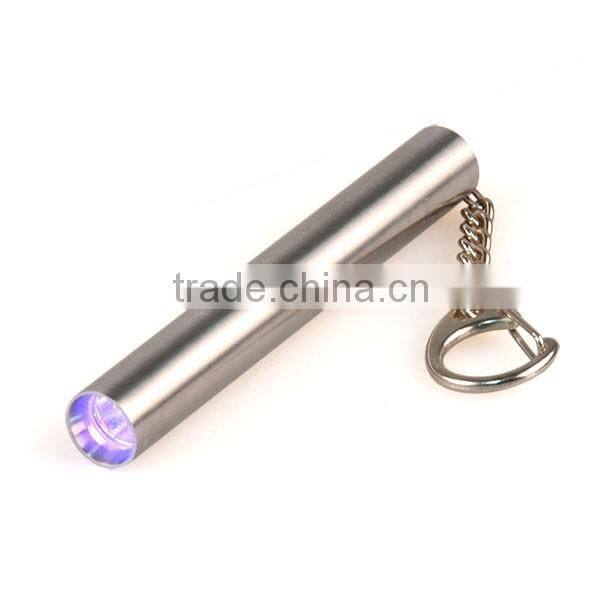 AA Battery Powered Metal Key Chain Light LED UV Keychain Light