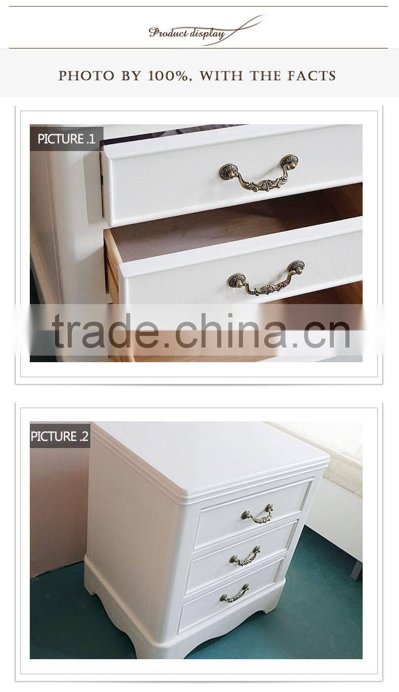 Cheap modern nightstands/two small nightstands/solid wooden bedside cabinet with three-drawers