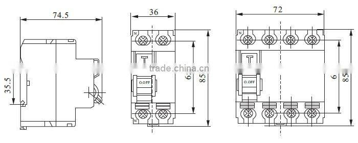 Best quality 10, 30, 100, 300, 500 ma 40a 3p+n 30ma rccb