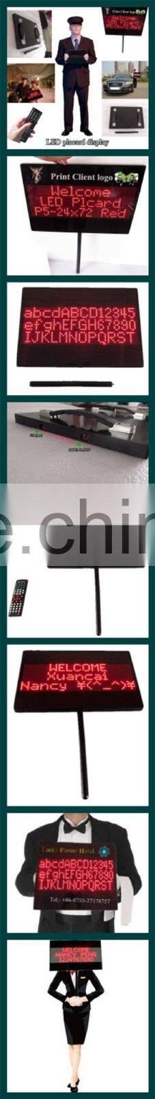 New! Digital Placard P5-24x72 with printed logo 1/2/ 3 lines message Progarmable LED placard sign display