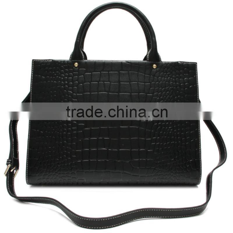 N2272-A5162 New Arrival black crocodile pattern leather satchel handbag ladies fashion designer bags