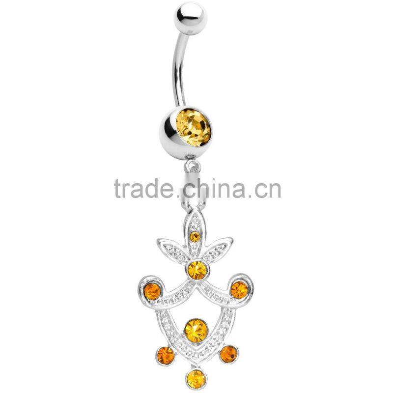 Gem Pineapple Dangle Belly Ring