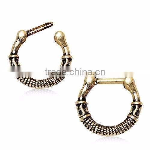 Rope Wrapped Gold Plated Septum Clicker