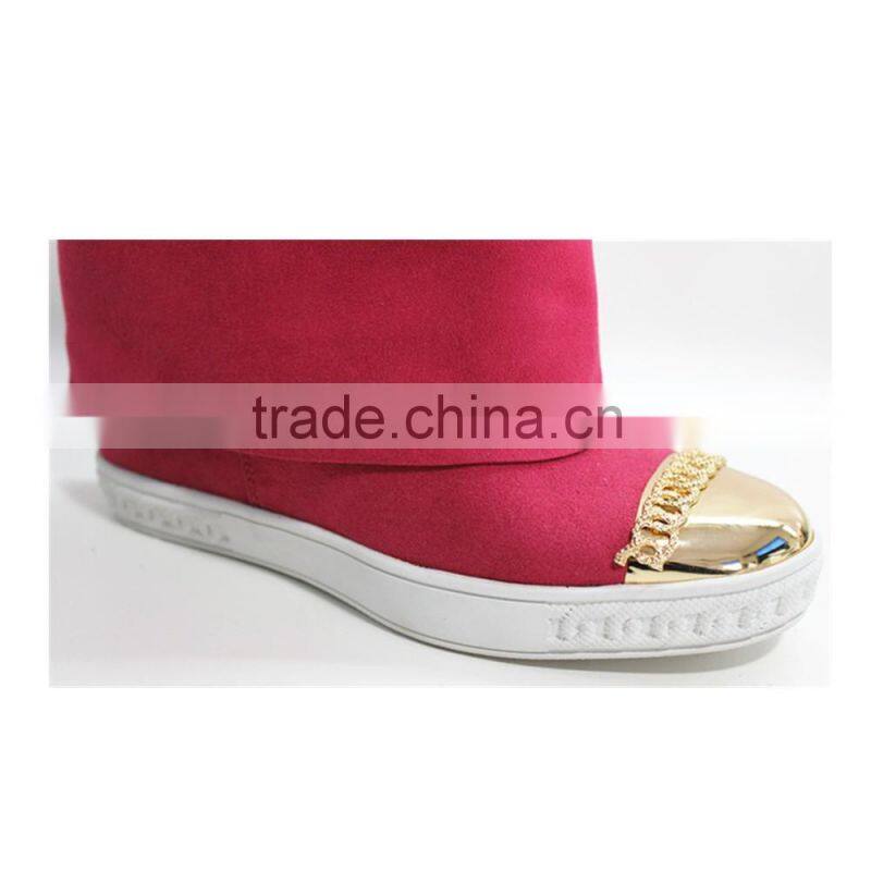 Fashion design hot sale rose suede hidden heel steel toe boots 2015